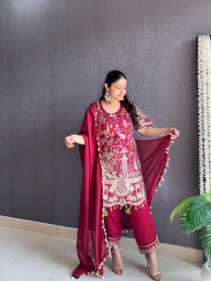 Luxurious raw silk Handwork set