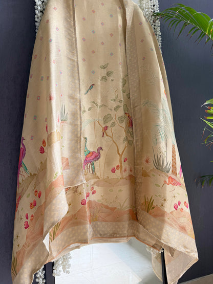 Meenakari Benarsi Flamingos Handwork suit