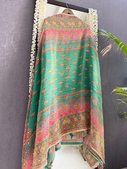 Crush tissue Bandhani ombré suit