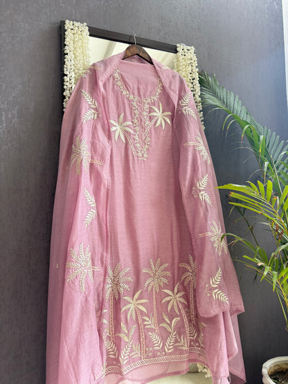 Luxurious Mul chanderi tropical trees suit