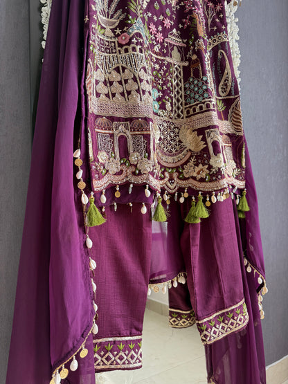 Luxurious raw silk Handwork set
