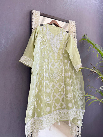 Luxurious Mul chanderi lucknowi handwork suit
