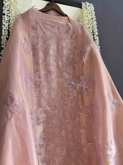 Luxurious brocade cutwork Tissue silk suit