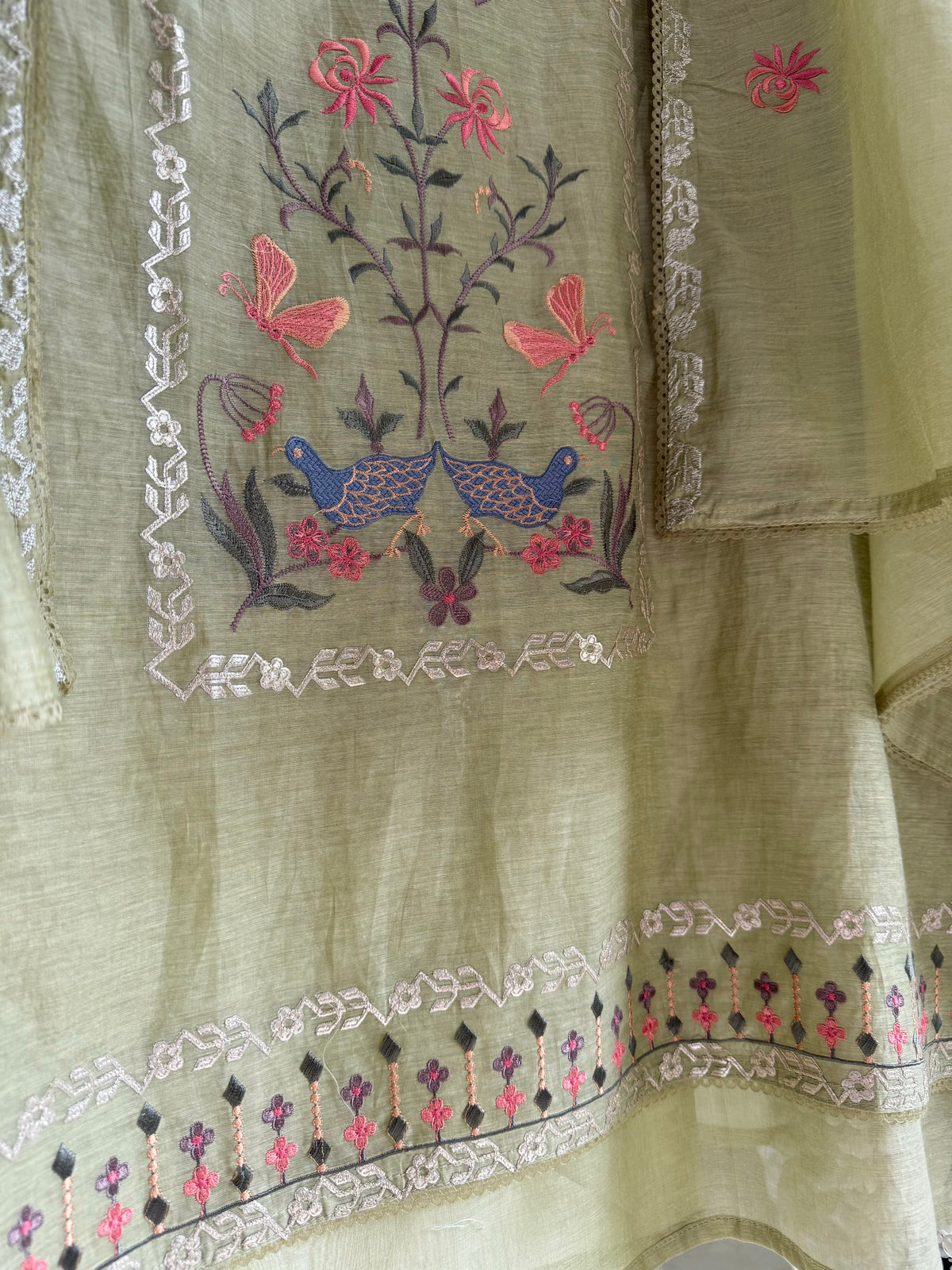 Luxurious Mul chanderi butterfly suit
