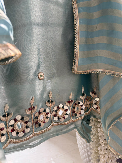 Luxurious leather patti bejewelled suit