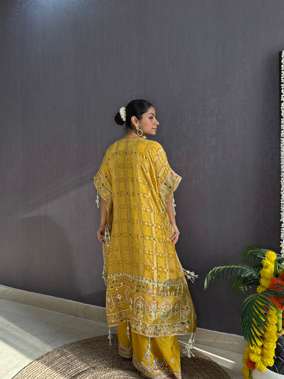 Luxurious gharchola bandhej kaftan set