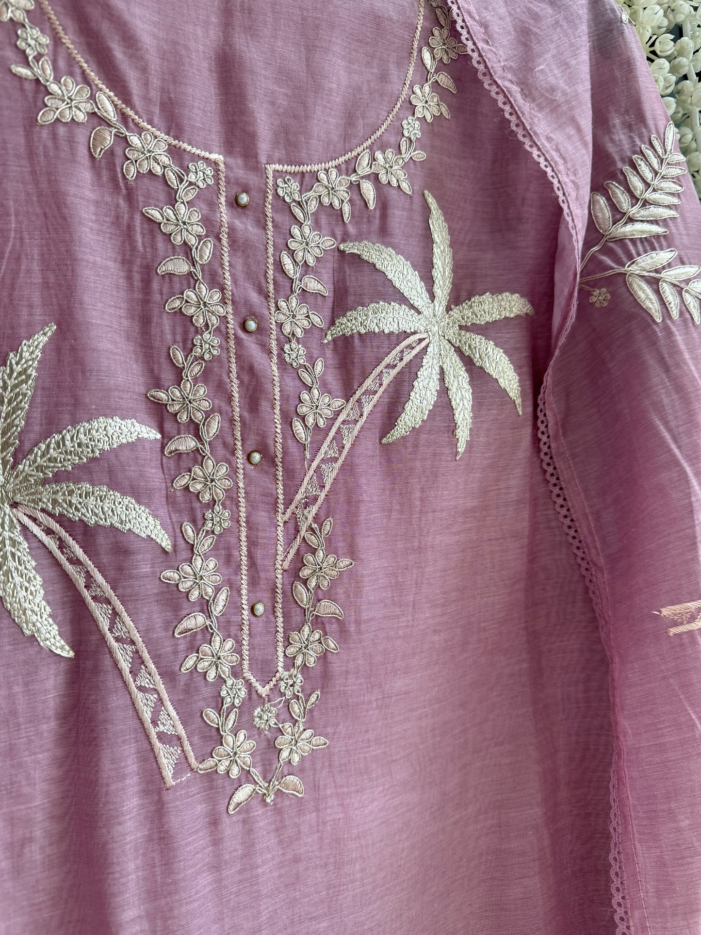 Luxurious Mul chanderi tropical trees suit