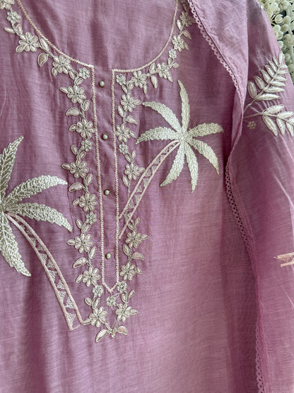 Luxurious Mul chanderi tropical trees suit
