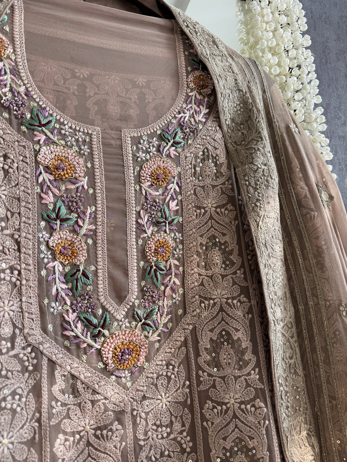 Lucknowi embroidered handwork suit