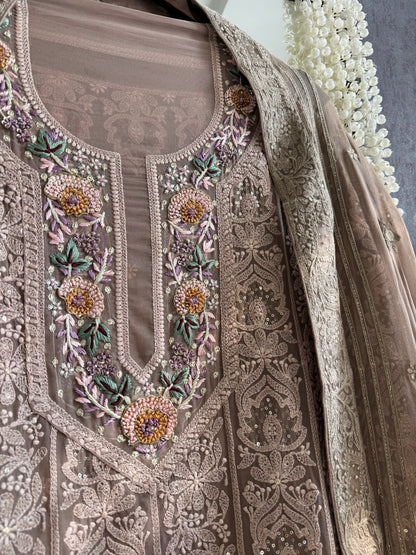 Lucknowi embroidered handwork suit