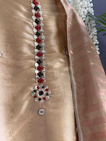 Luxurious leather patti bejewelled suit
