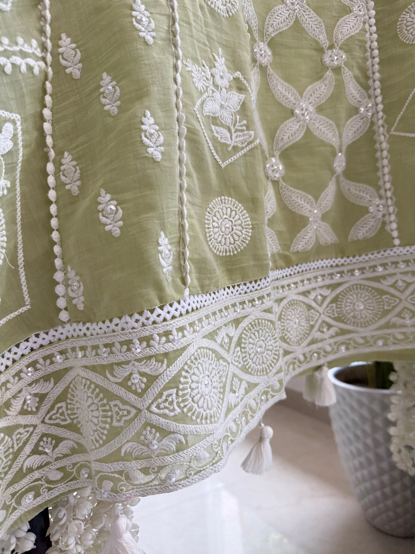 Luxurious Mul chanderi lucknowi handwork suit