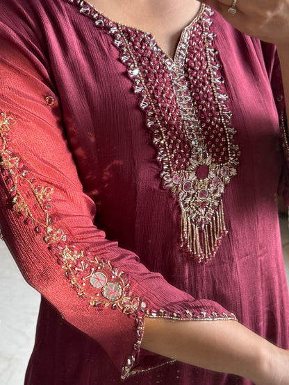 Chinon handwork anarkali set
