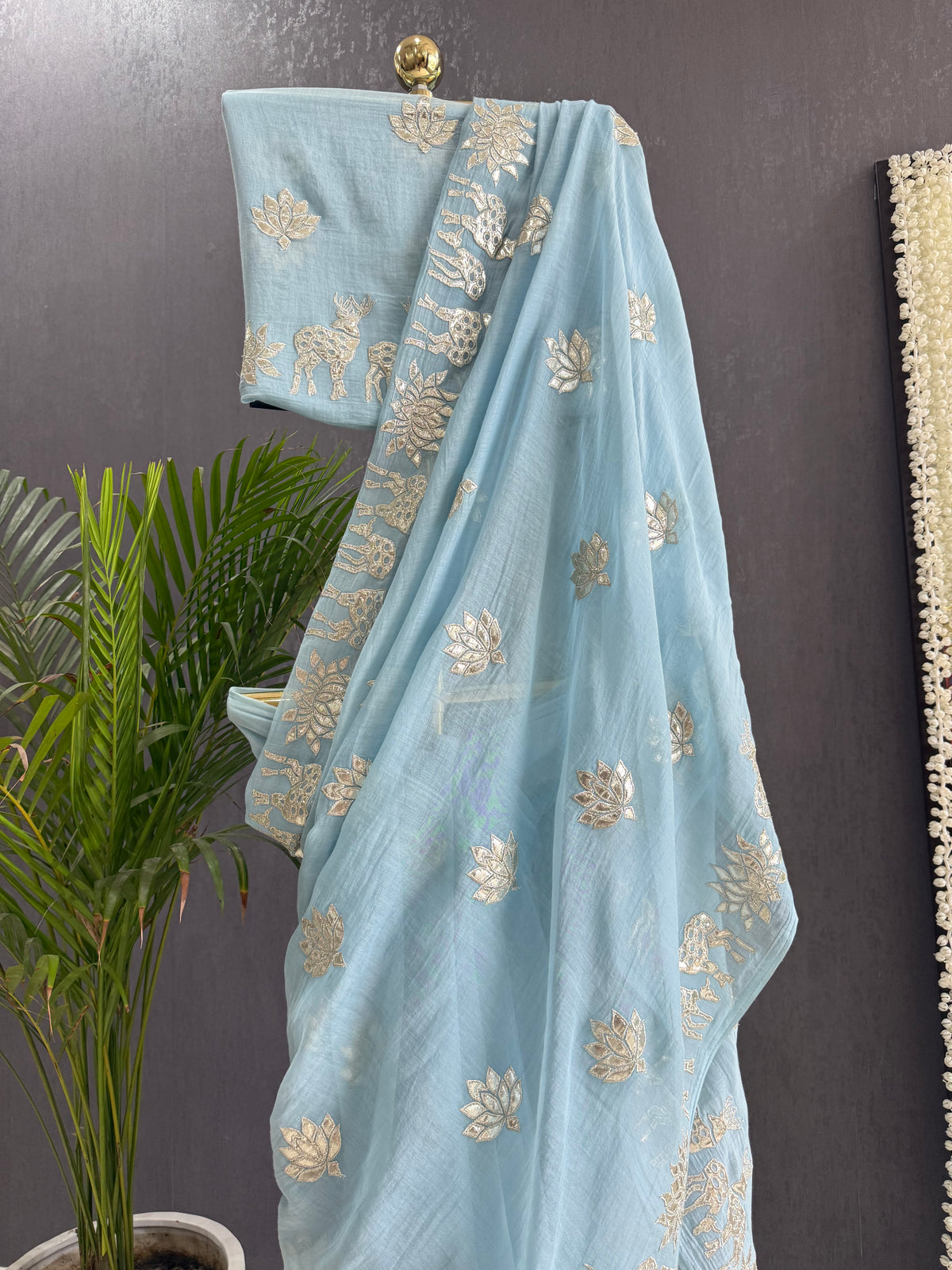 Luxurious~Pure Mul Chanderi Gota Appliqué saree