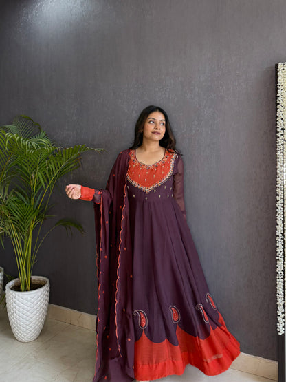 Handwork anarkali set
