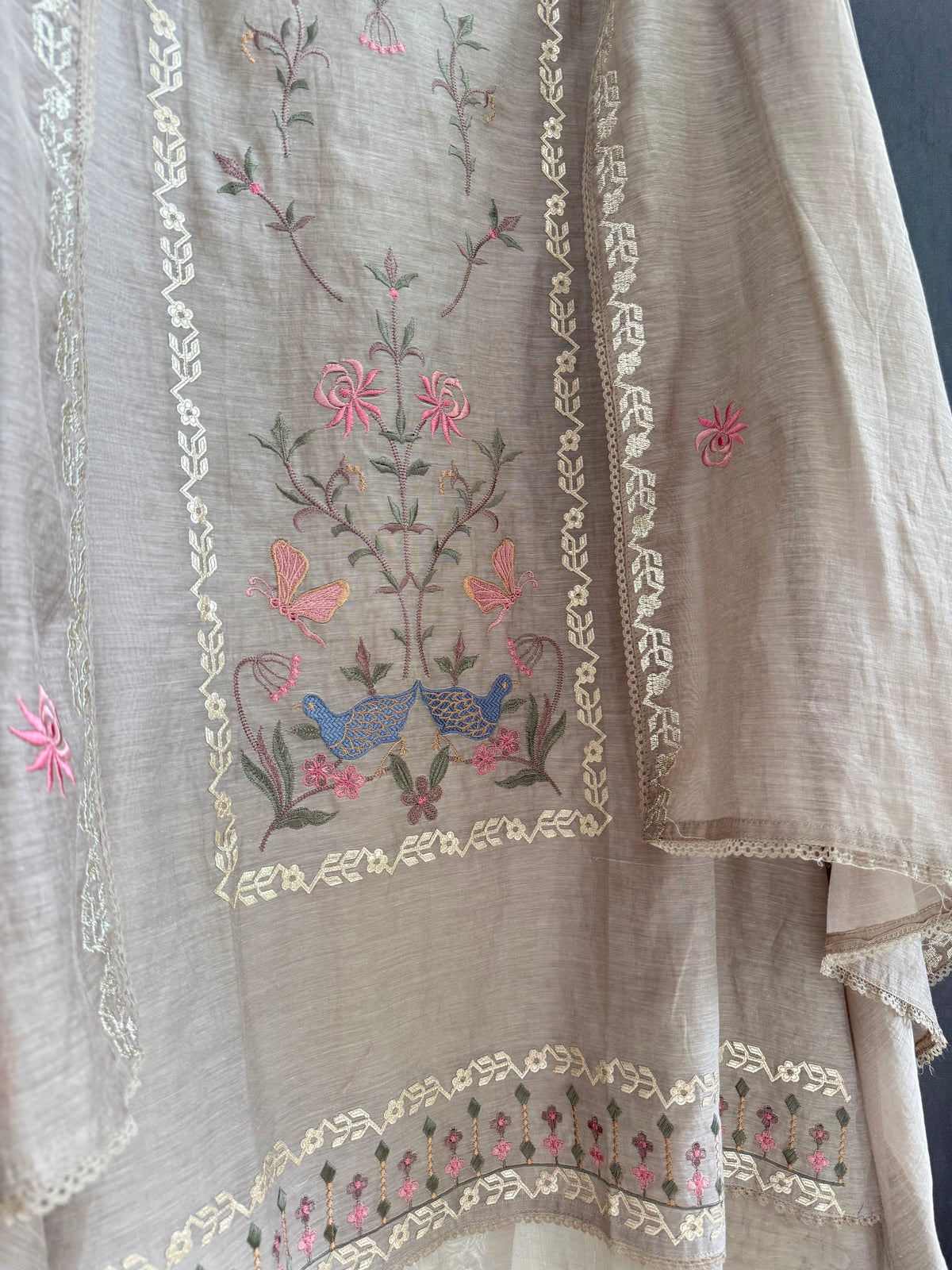 Luxurious Mul chanderi butterfly suit