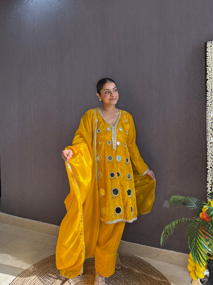 Luxurious mirrorwork farshi salwar set