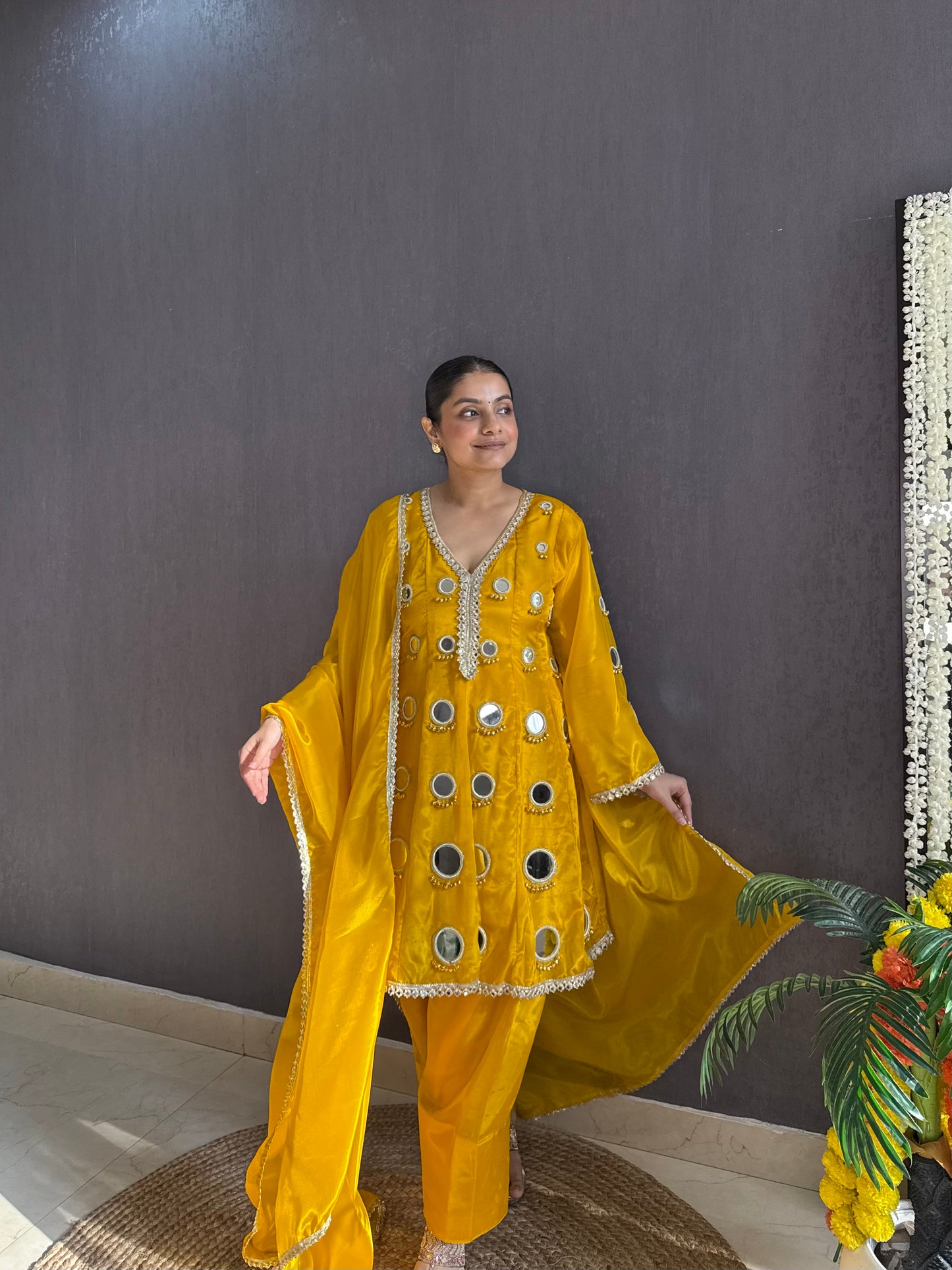 Luxurious mirrorwork farshi salwar set