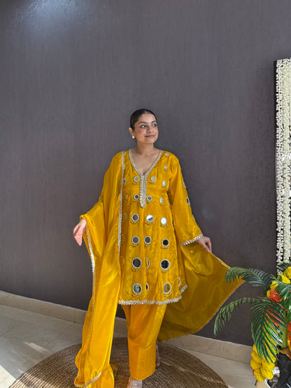 Luxurious mirrorwork farshi salwar set