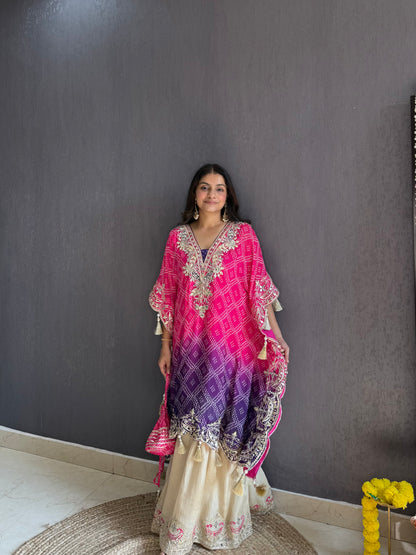 Luxurious Bandhani kaftan set