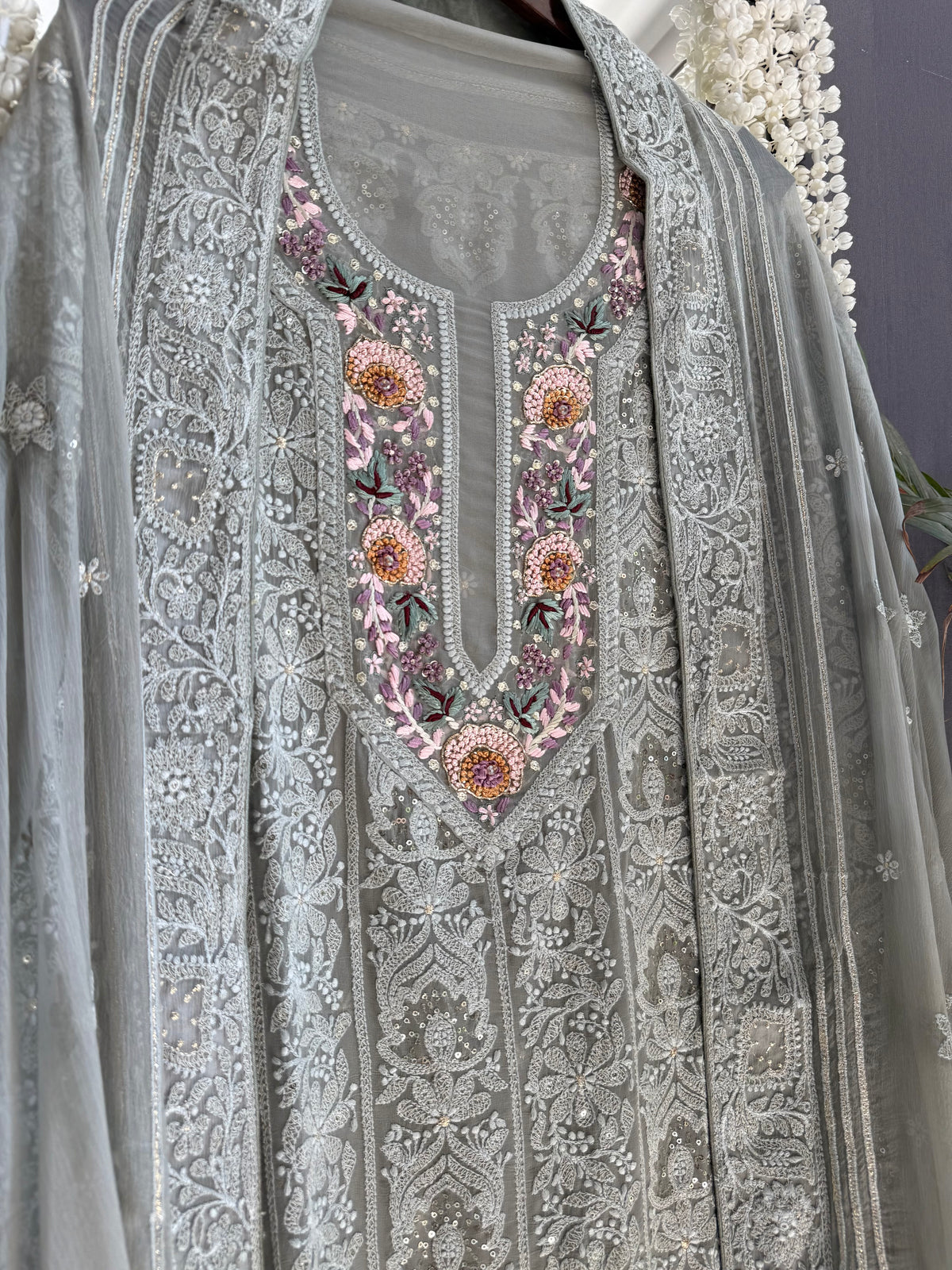 Lucknowi embroidered handwork suit