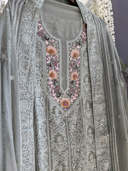 Lucknowi embroidered handwork suit