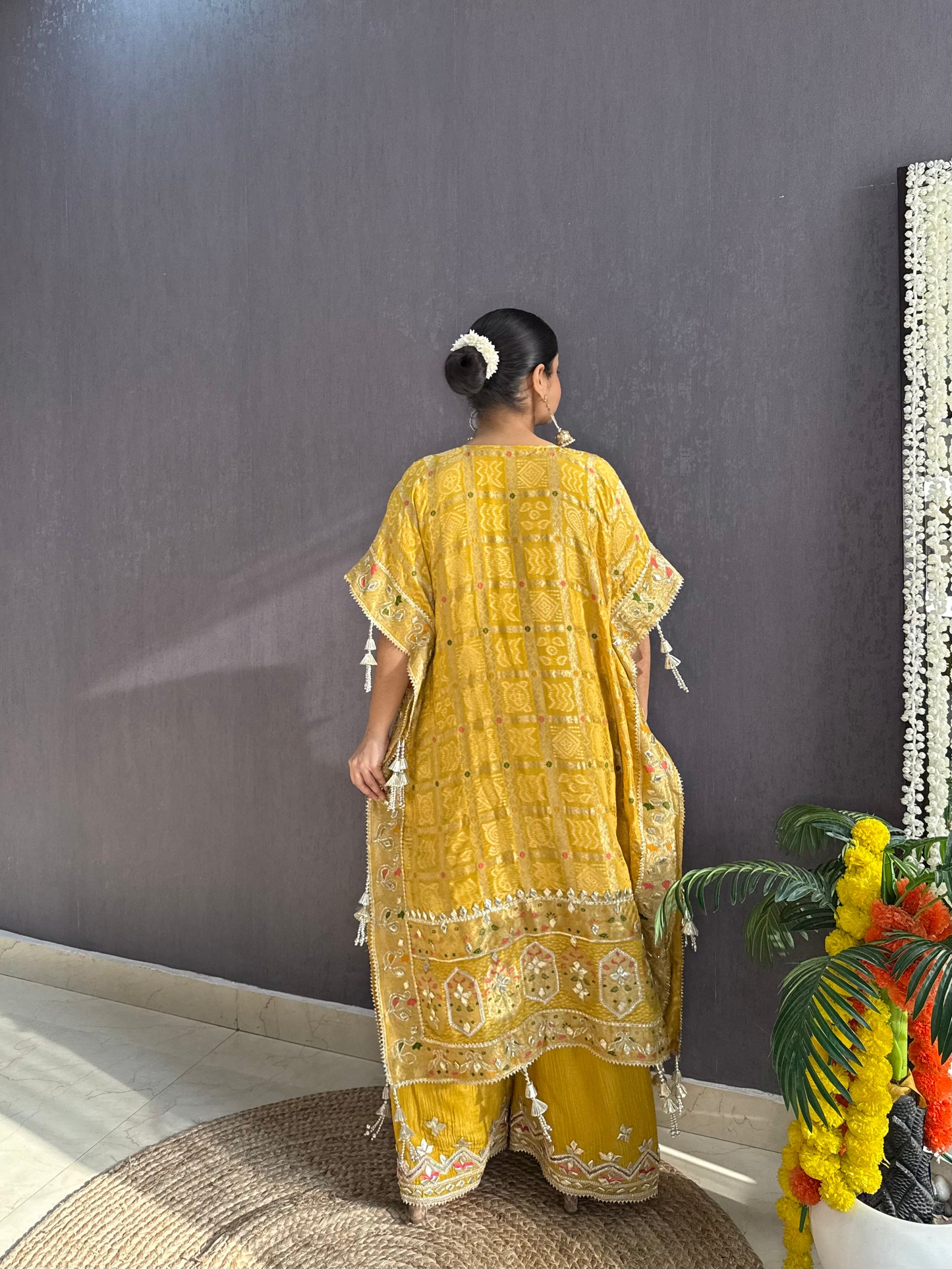 Luxurious gharchola bandhej kaftan set