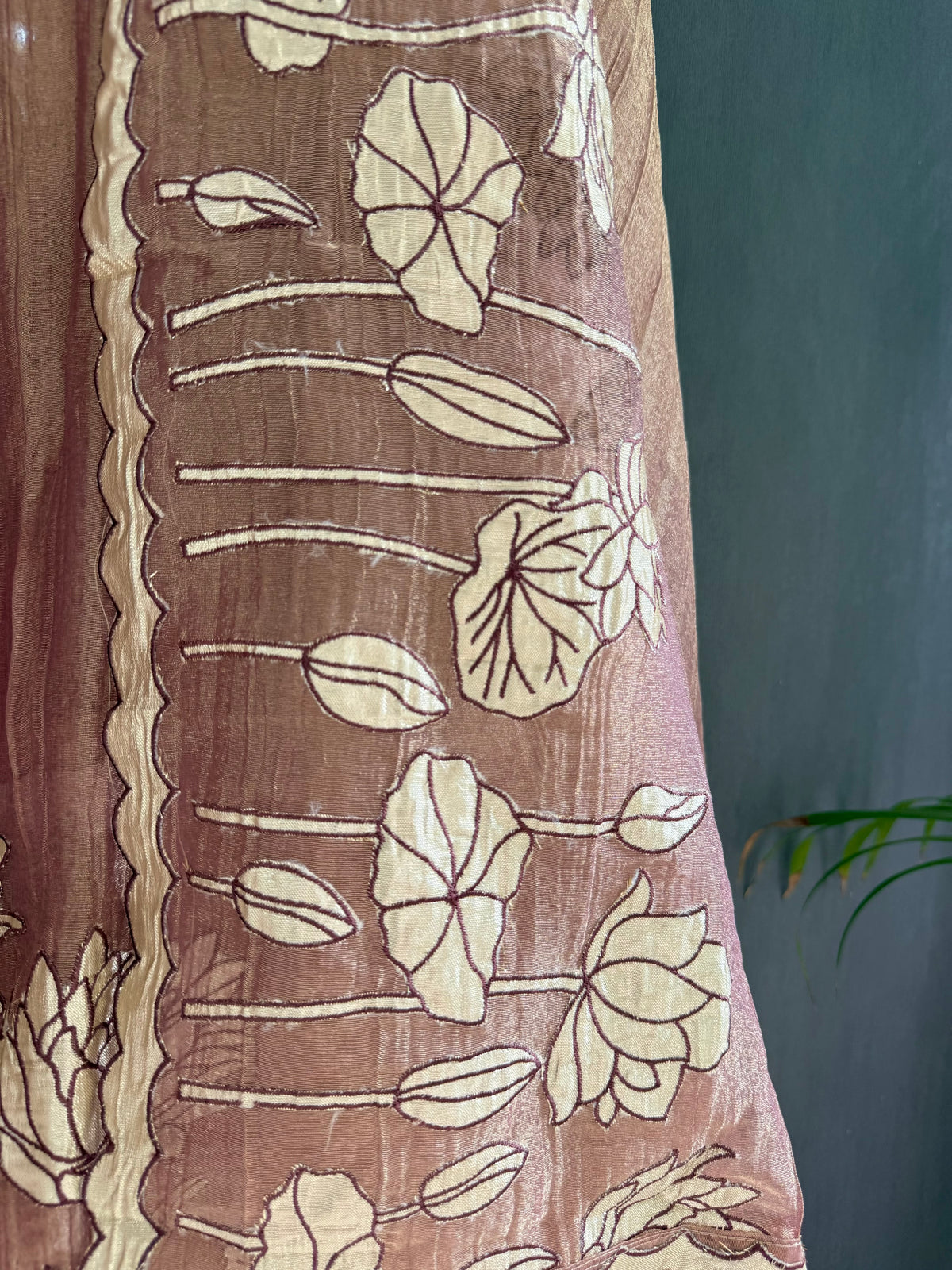 Luxurious crush tissue gota appliqué lotus suit