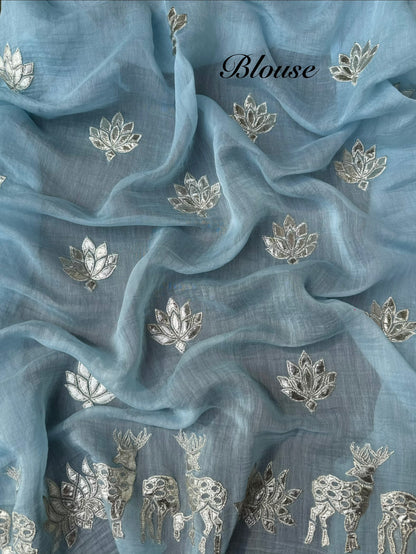 Luxurious~Pure Mul Chanderi Gota Appliqué saree
