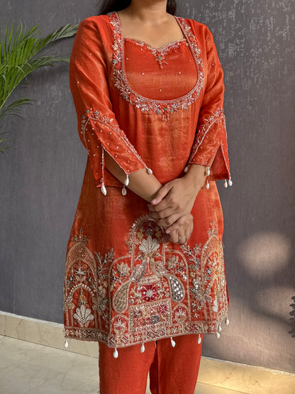 Handwork peacock designer coord set