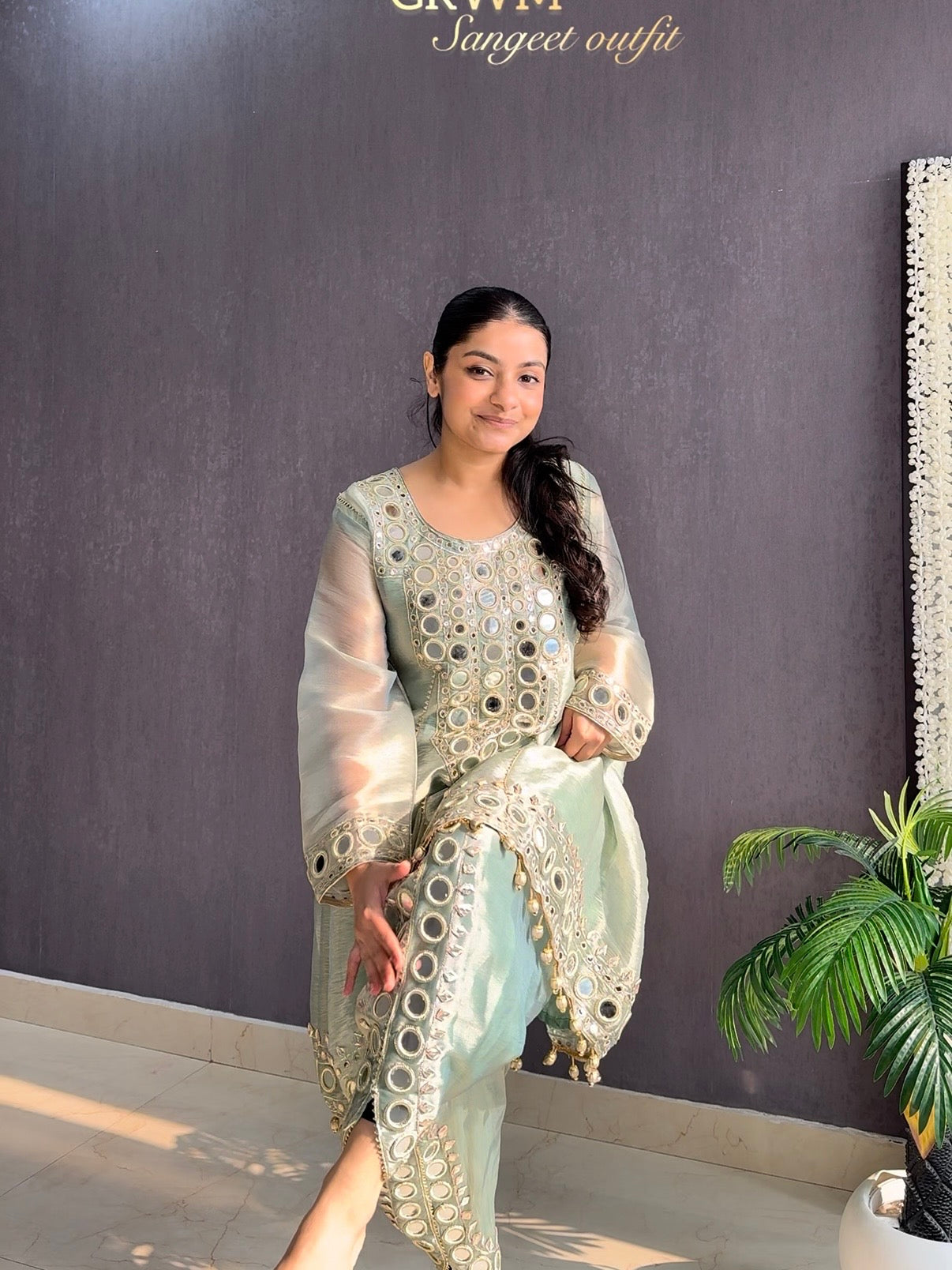 Luxurious mirrorwork anarkali set