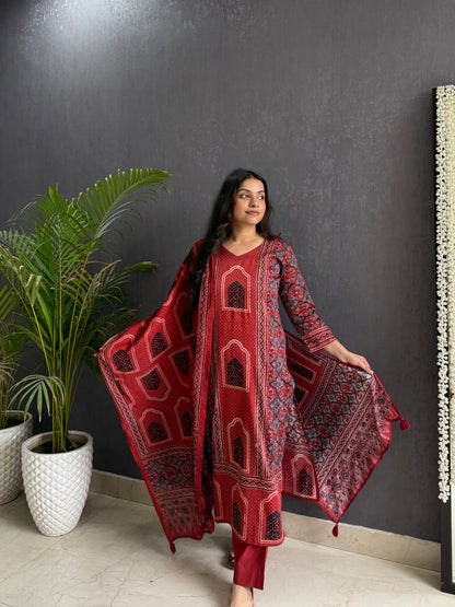 Cotton Ajrakh suit set