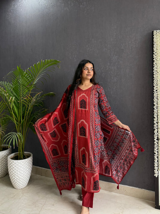 Cotton Ajrakh suit set