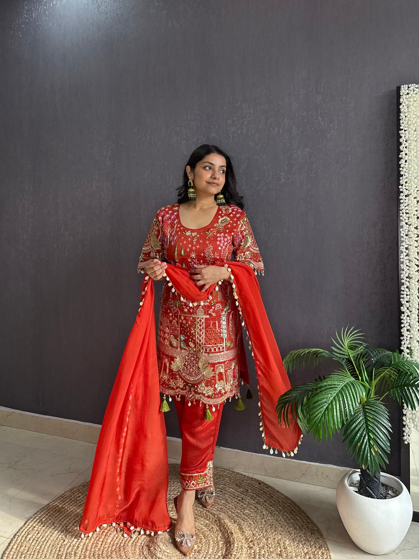 Luxurious raw silk Handwork set
