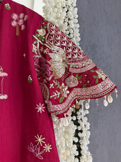 Luxurious raw silk Handwork set