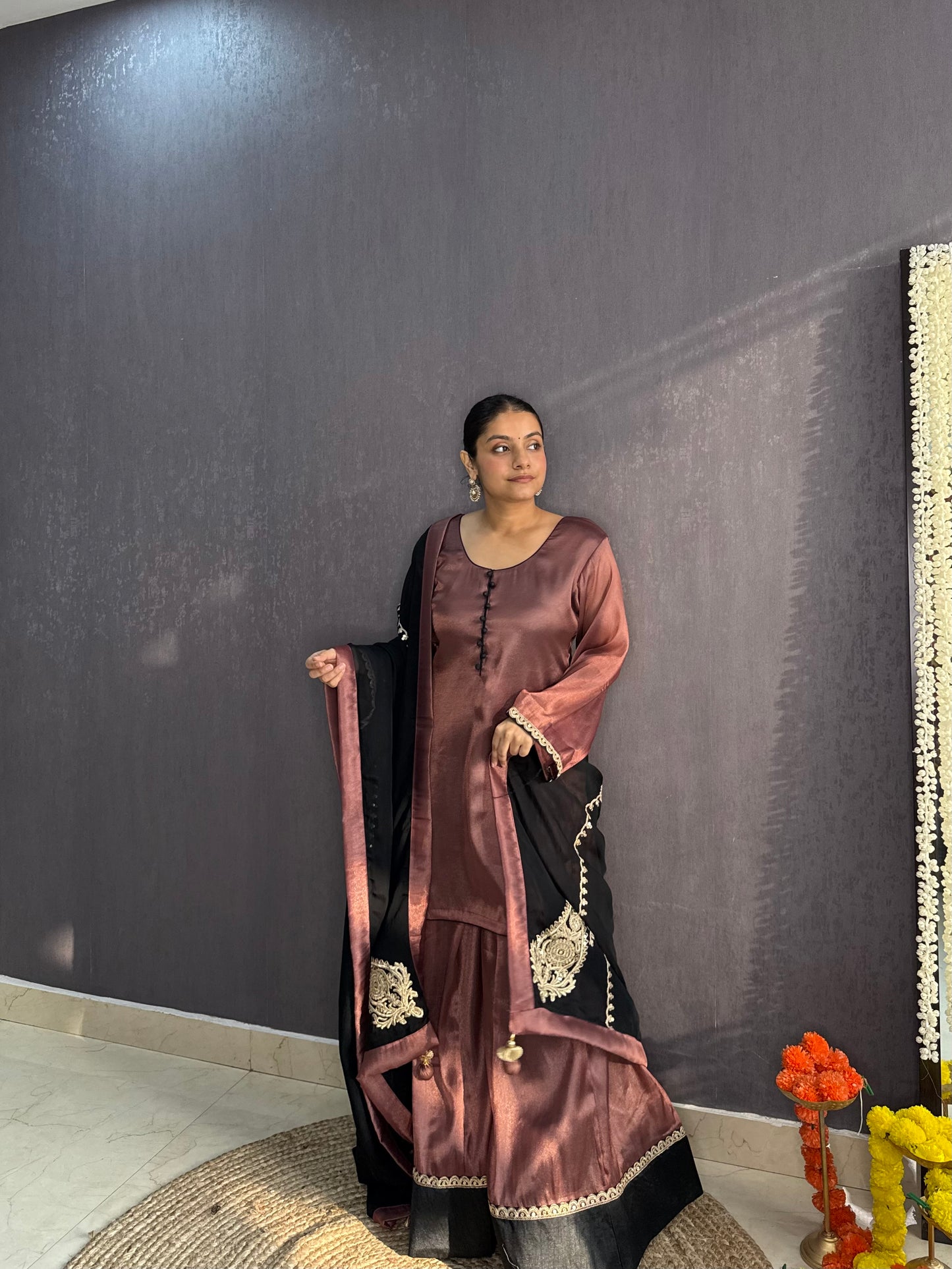 Luxurious metallic sharara set