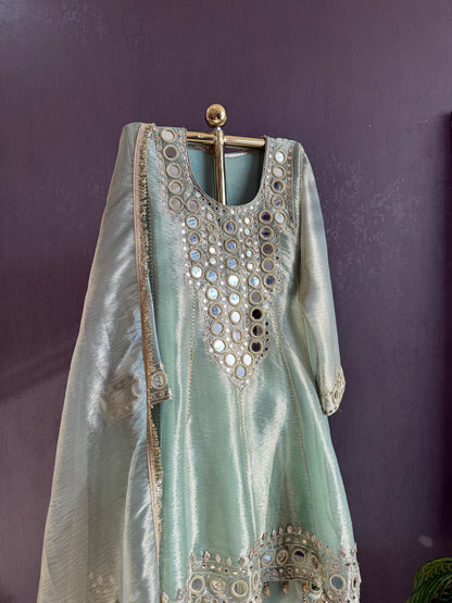 Luxurious mirrorwork anarkali set