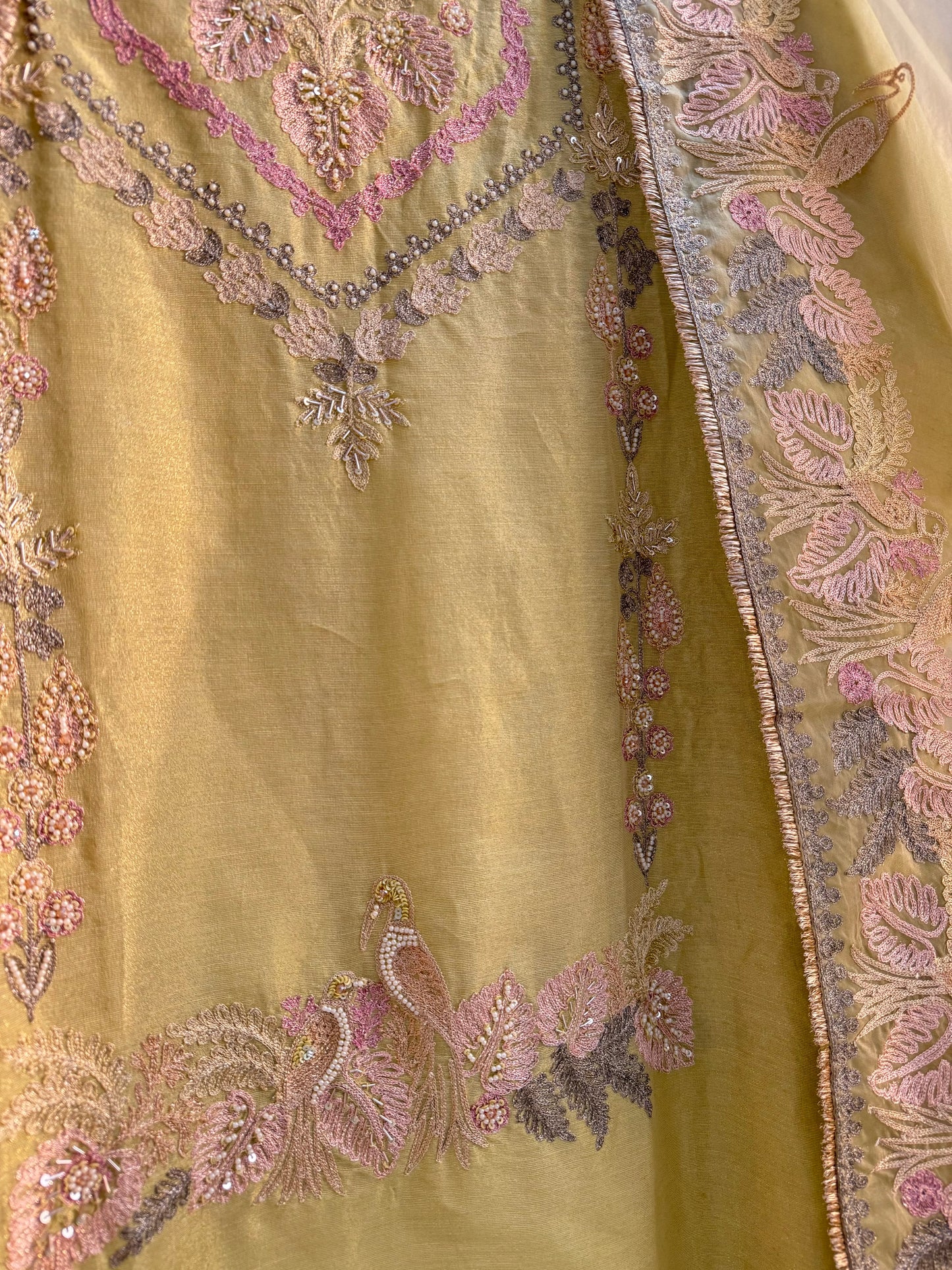 Premium tissue linen silk hand embroidered suit