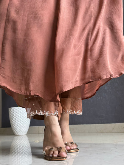Chinon handwork anarkali set