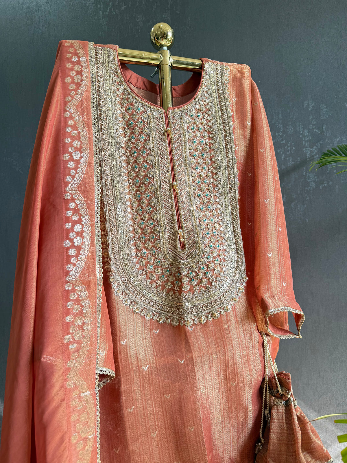 Luxurious Tissue benarsi zari handwork suit