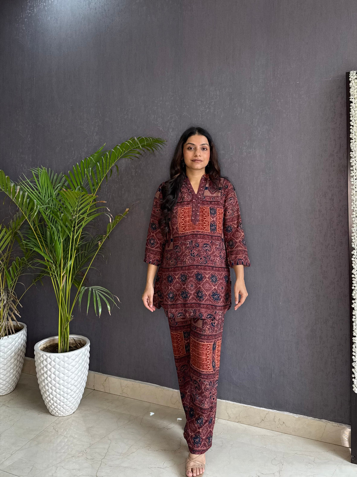 Modal cotton Ajrakh Coord set