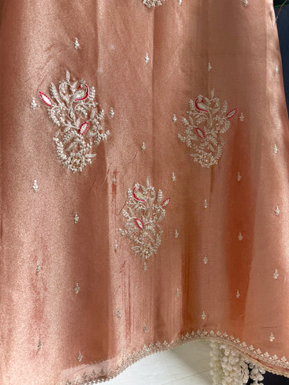 Premium tissue peacock hand embroidered suit