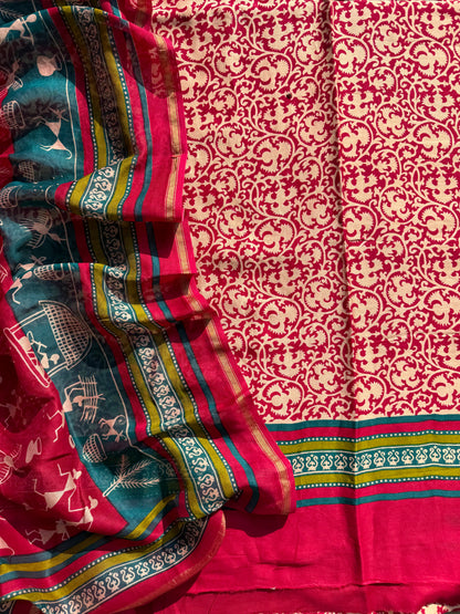 Pure Maheshwari warli art suit