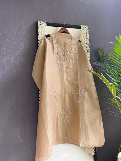 Premium tissue peacock hand embroidered suit