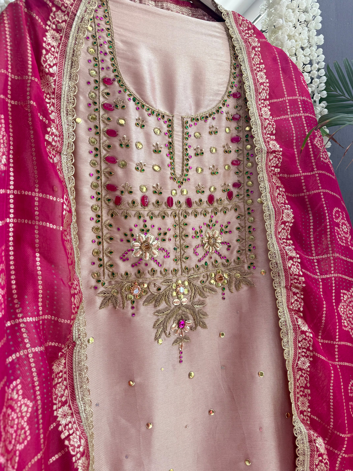 Luxurious bejewelled Gharchola suit