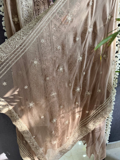 Lucknowi embroidered handwork suit