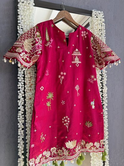 Luxurious raw silk Handwork set