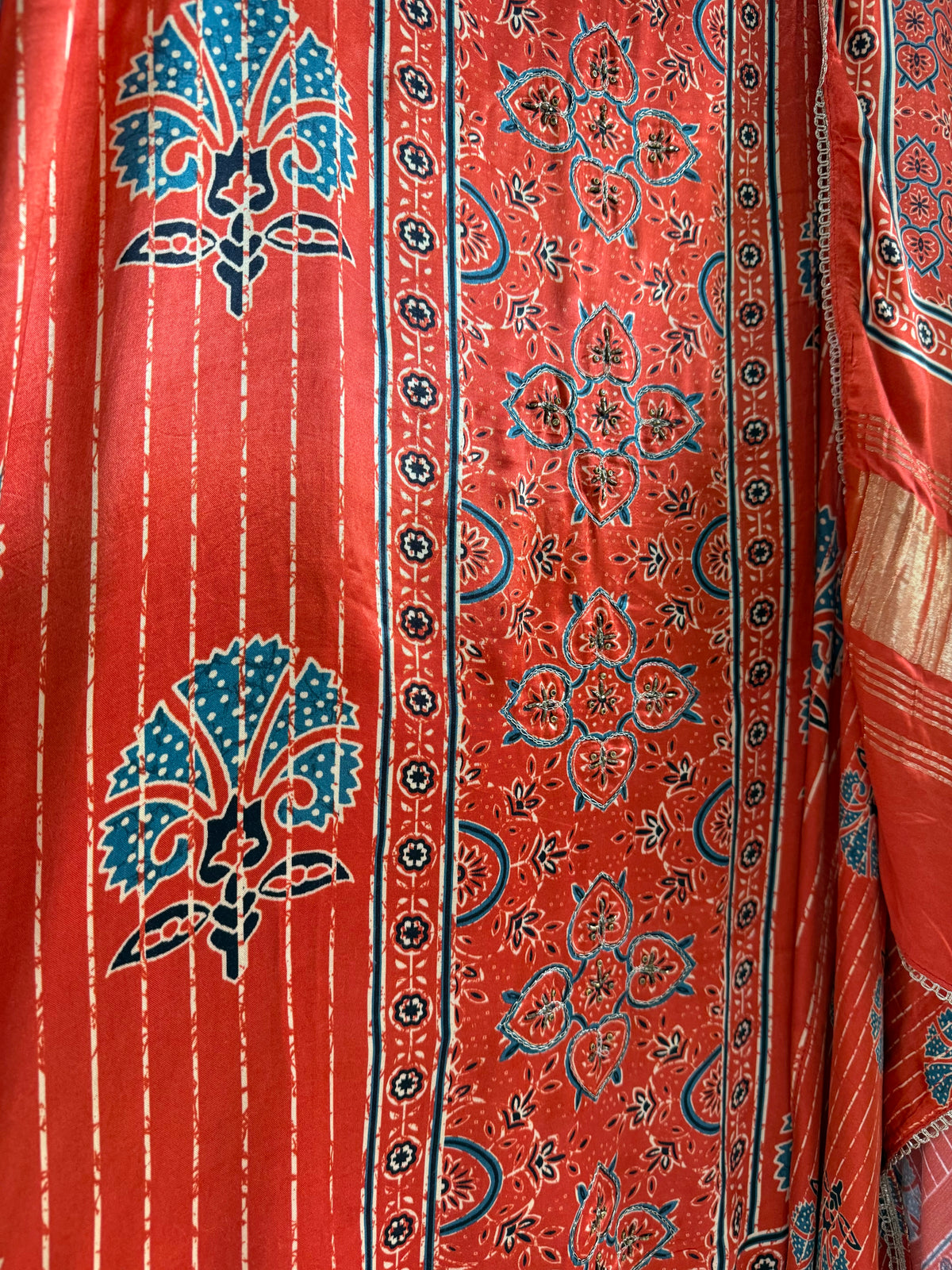 Gajji silk ajrakh Handwork suits