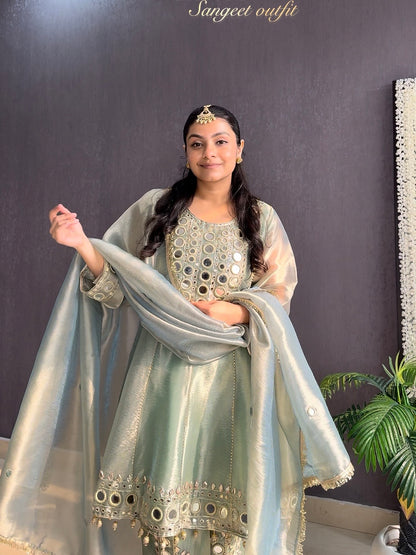 Luxurious mirrorwork anarkali set
