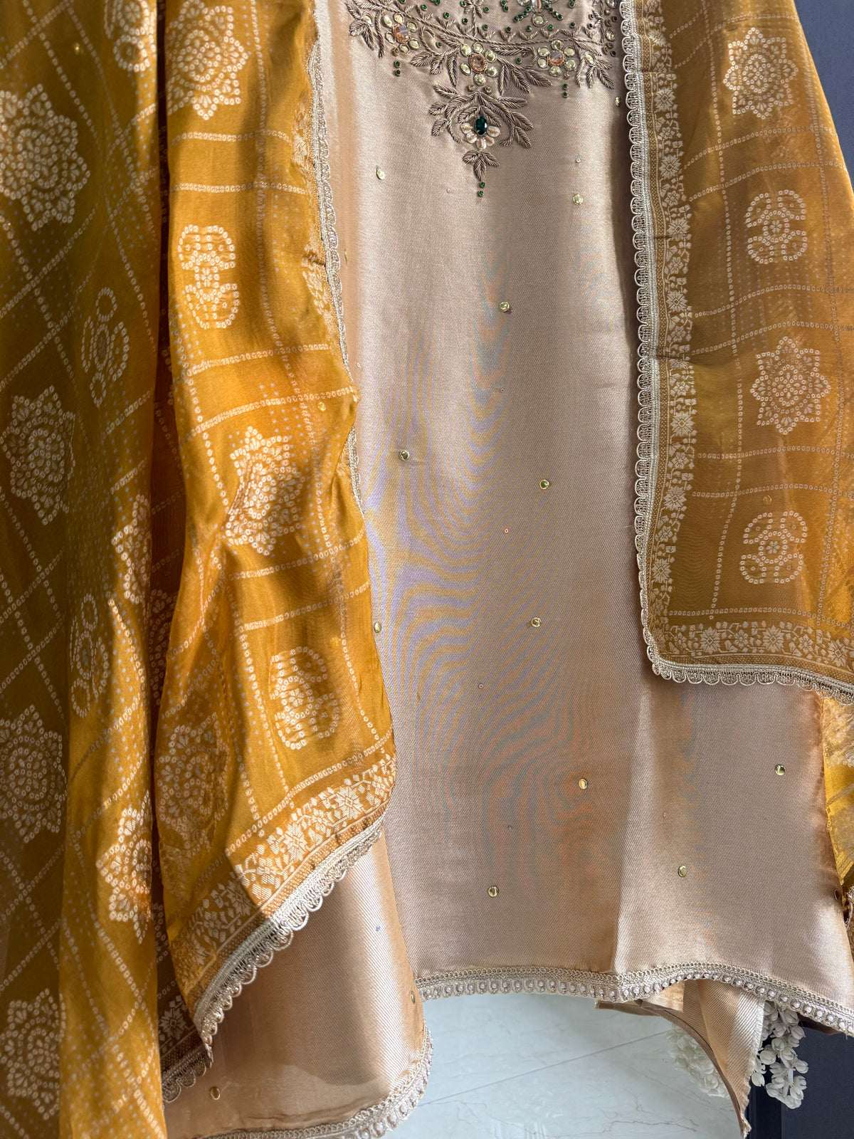 Luxurious bejewelled Gharchola suit